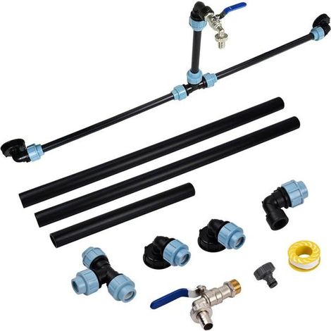 Kit de raccordement pour 2 cuves IBC de 1000 L S60X6 / Adaptateur IBC S60X6 pour le montage côte à côte de 2 cuves IBC / Réservoir d'eau de pluie avec col de cygne de 19 mm (3/4") (1/5)