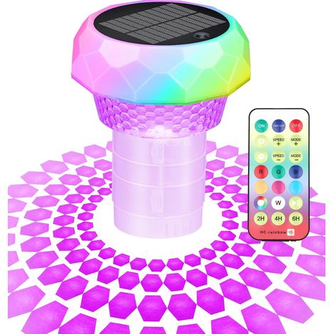 Swimming Pool Chlorine Float with Solar Light, Floating Chlorine Dispenser for 1" and 3" Tablets, Floating Chlorine Dispenser with Remote Control and Adjustable for (1/5)