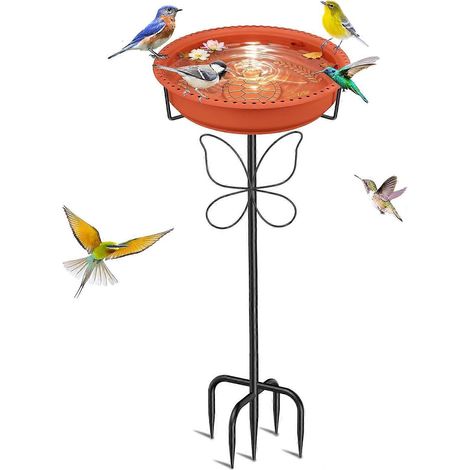 Bain d'oiseaux extérieur mangeoire et abreuvoir sur pied avec bol amovible pour jardin terrasse ou pelouse - couleur marron (1/5)