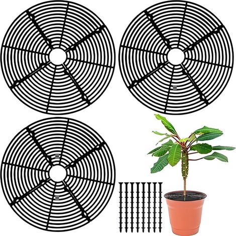 Protection pour plantes/sol en 3 parties avec ouverture centrale (noir, 11,8 pouces) (1/5)