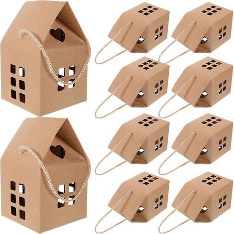 15 hausförmige Geschenkboxen aus Papier, ideal für Partys. – 8,00 x 8,00 x 7,50 cm (1/4)