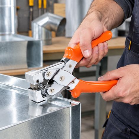 Pince à bord pliable 2 en 1, outil de biseautage pour fentes de conduits, serre-joint pour tôle, outil d’atelier HVAC. Les mâchoires 2 en 1 gèrent à (1/5)