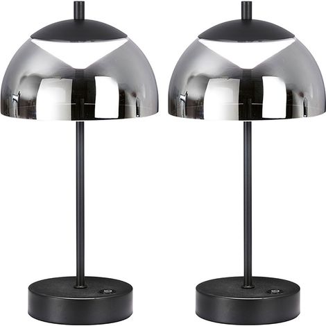 Lampada da tavolo a LED con dimmer a sfioramento Lampada da tavolo nero fumo, 2W 240lm bianco caldo, bianco neutro, bianco freddo, DxH 18 x 35 cm, set da 2