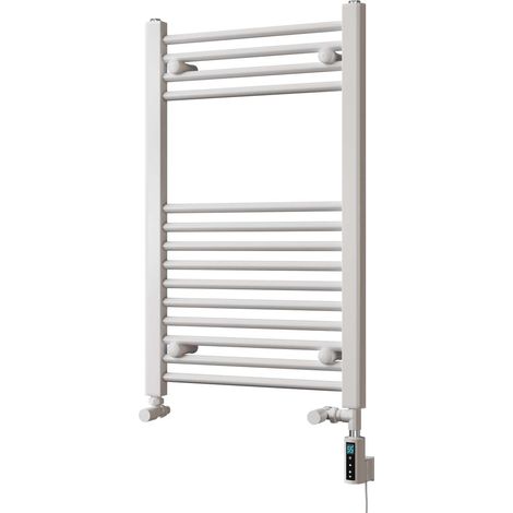 Zennor - White Dual Fuel Towel Rail H800mm x W500mm Thermostatic WIFI - Straight (1/3)