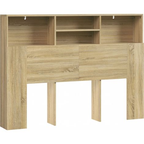 Tête de lit, avec rangement, chêne, 140 × 19 × 103,5 cm, MDF, 20,8 kg (1/5)