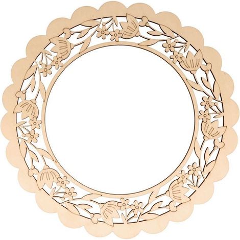 Couronne en bois aux motifs fleuris 29 x 29 cm (1/2)