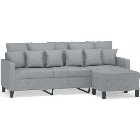 Canapé  Sofa à 3 places avec repose-pieds Gris clair 180 cm Tissu (1/5)
