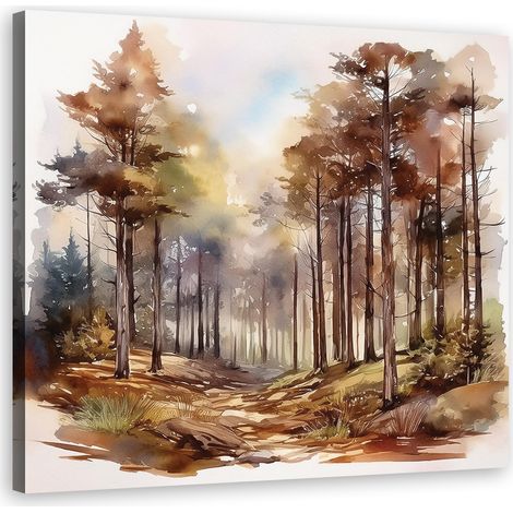 Quadro su tela, Autunno Foresta Alberi Natura - 30x30 (1/5)
