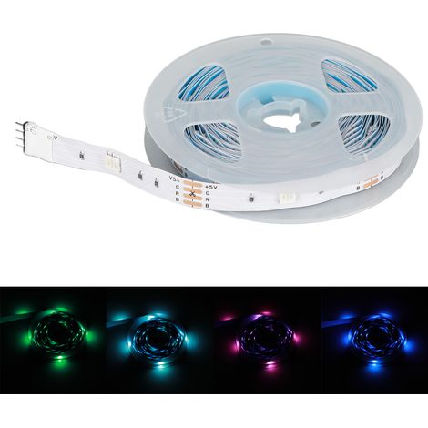 Bande LED RGB, bande lumineuse multicolore, commande par bouton 5 V, kit de bande lumineuse USB, 1 mètre (1/5)