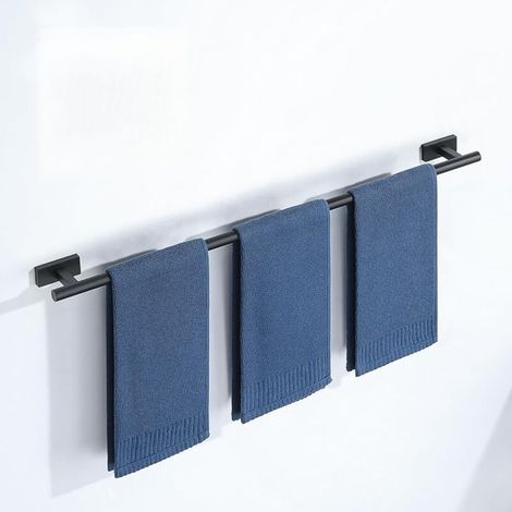 Porte Serviette Mural, Longueur 80 CM, Barres Porte-Serviettes Support Mural, en SUS304 Acier Inoxydable, Porte Serviette de Bain Antirouille et Durable, Noir
