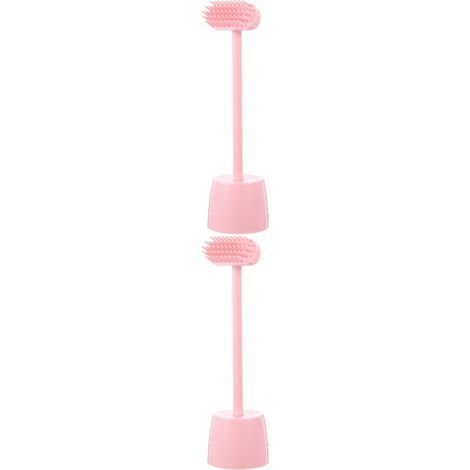 Brosse de nettoyage pour chat, brosse de toilettage compatible avec les animaux de compagnie, lot de 2 accessoires de massage roses (1/4)