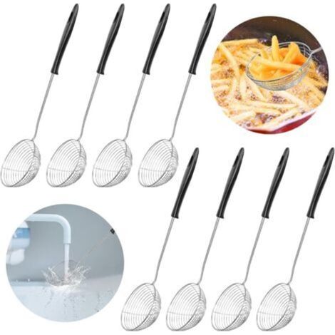 Passoire à Fondue Chinoise 8 Pièces en Inox avec Longue Poignée pour Soupe et Thé au Lait Perlé Diamètre 8 cm Longueur 29.5 cm