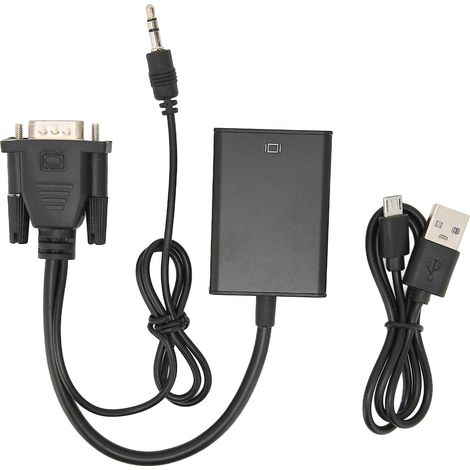 Convertisseur d'interface multimédia VGA vers HD, convertisseur PC vers TV, adaptateur de câble, convertisseur (1/4)