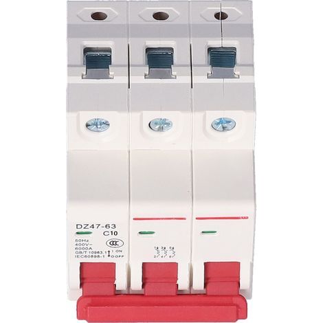 Disjoncteur Modulaire Rail DIN 3P 10A DZ47-63 Couvercle PC Interrupteur Air AC 400V Usage Domestique (1/5)