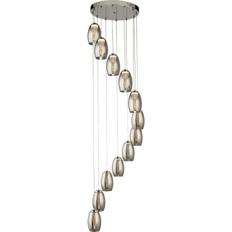 Searchlight Cyclone Suspension à 12 lumières Drop, verre fumé 3000K (1/3)