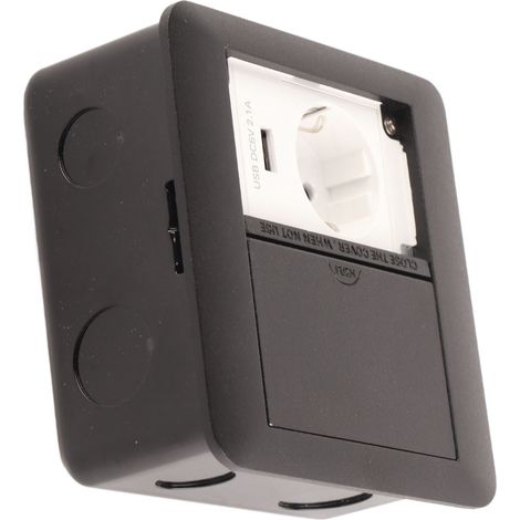 Prise Électrique Encastrable 2 Prises Multiprise Ignifuge Étanche 250V Noire (1/5)