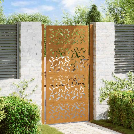 Gartentor 100x175 cm Wetterfester Stahl Blattdesign