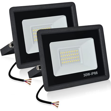 Projecteur LED Exterieur,30W 3000LM Spot LED Extérieur,3500K Projecteur Exterieur Led,IP66 Etanche Eclairage de Sécurité pour Jardin,Garage,Cour,Parking (Blanc chaud-2pcs,30W)