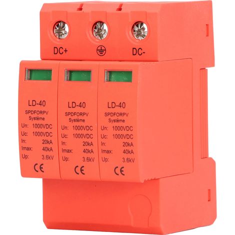 Parafoudre DC 3P 20-40KA 1000VDC, protecteur de surtension photovoltaïque pour système solaire (1/5)