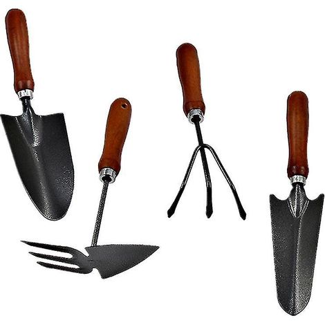 4-teiliges Pflanzwerkzeug mit Holzgriff