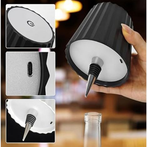 Luce LED per bottiglia ricaricabile, wireless e dimmerabile - Per interni ed esterni, ristorante (nero) [Classe energetica A]