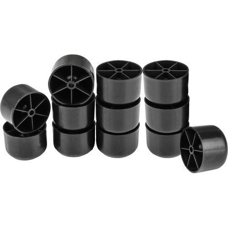12Pieces Noir Meuble Pieds de Jambe 50x35mm Plastique Rond pour Canapé Canapé (1/2)