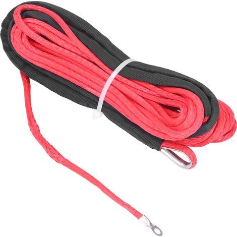 Treuil Corde 6mmx15m Fibre Synthétique Rouge Remplacement SmittyBilt 4x4 VTT Camion