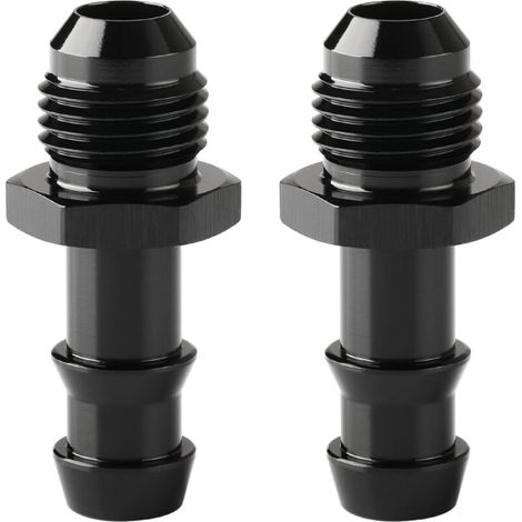 Adaptador de conexión recta abocinada macho 6AN a conexión de púas de 3/8" (aluminio negro, 2 unidades) (1/4)