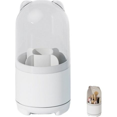 Scatola portaoggetti per pennelli da trucco, secchiello portaoggetti, contenitore antipolvere, base girevole a 360° per toeletta, scrivania e bagno (1/5)