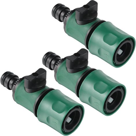 Conector de manguera de jardín de tres piezas con válvula de control y acoplamiento rápido Iniciador de manguera (1/5)