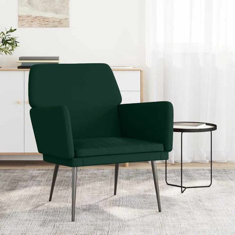 Fauteuil Chaise de Salon - Fauteuil design Vert foncé 62x79x79 cm Velours Chic-258920 (1/5)