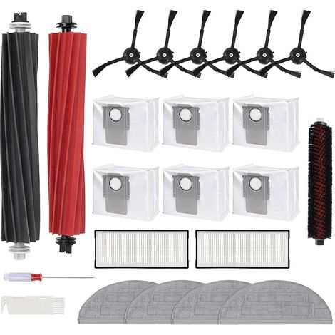 Kit accessoires de 23 pices pour aspirateur robot Roborock S8 Pro Ultra, pices de rechange, double brosse principale, brosses latrales, brosse de nettoyage, serpillre, filtre lavable, sacs (1/5)