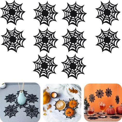 10 sous verres toile d'araignée sets de table chemins de table toile d'araignée (noir, 1212cm) (1/5)