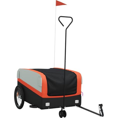 vidaXL Fahrradanhänger Schwarz und Orange 45 kg Eisen