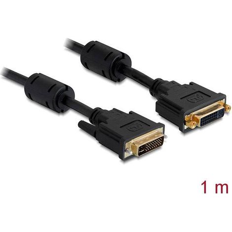 Rallonge DVI Fiche mâle DVI-I 24+5 pôles, Prise femelle DVI-I 24+5 pôles 1.00 m noir 83106 avec noyau en ferrite