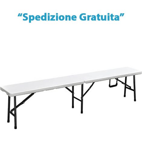 PANCA CATERING DOMUS - HDPE BIANCO/ACCIAIO CM 183X25 H.CM 43 - 1 pezzo (1/2)