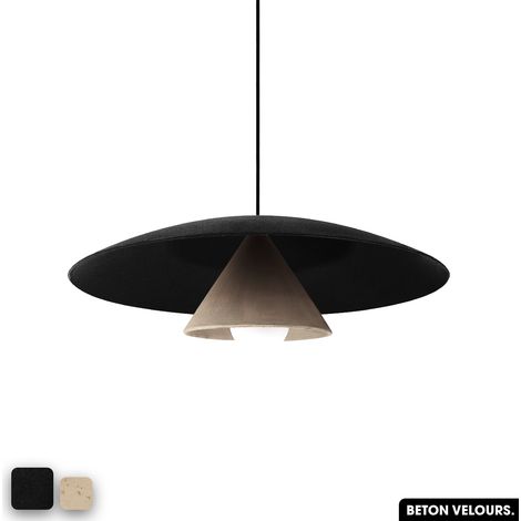 Lampe de suspension en béton velours - OLEMI VELVET CONCRETE NOIR - SABLE (1/3)