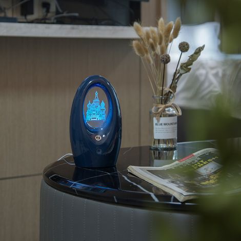 Mini-USB-Luftbefeuchter, geräuschloses Nachtlicht, Aromadiffusor, Tischnebelgerät fürs Schlafzimmer, Marineblau (Burgmuster) (1/2)