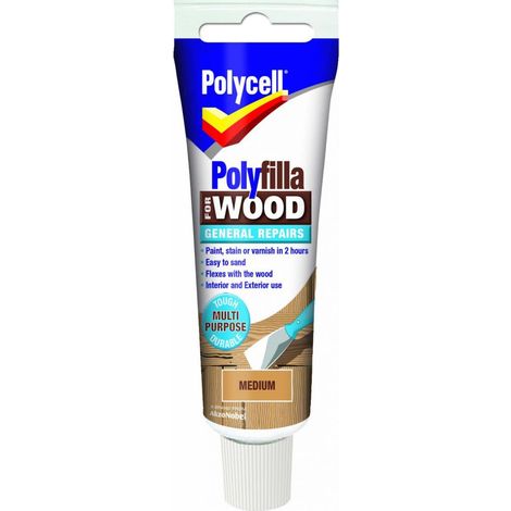 Polycell Polyfilla Wood Filler General Repairs - Ready Mixed Tube - Medium - 75g (1/2)
