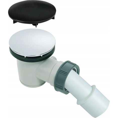 Duschwannensiphon für 50-mm-Duschwannen, schwarz + verchromt, Pilz (1/3)