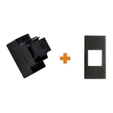 Fanton caricatore 1 USB-C 3A Ricarica rapida 18W da incasso axolute nero grigio scuro - 82902
