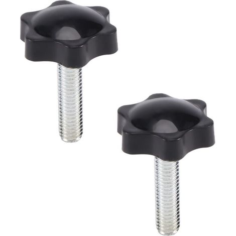 2 Bouton De Serrage À Tête Étoilée Noire M8 X 30 Mm Avec Filetage Mâle 32