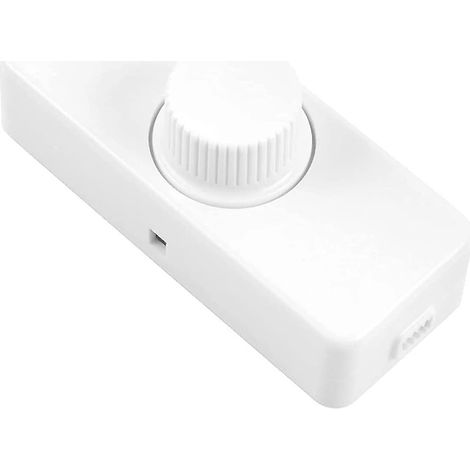 Regulador de intensidad LED integrado con interruptor giratorio y control mediante perilla, apto para bombillas LED/incandescentes regulables de 3 a 100 W, color blanco. (1/5)