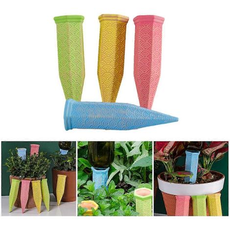 Lot de 4 piquets d'arrosage automatiques en terre cuite, petits dispositifs d'arrosage pour les vacances (1/4)