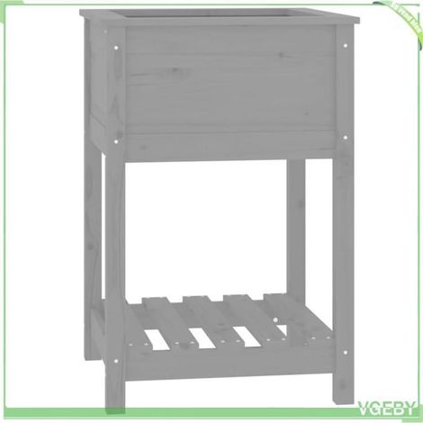 Jardinière surélevée - FAFEICY - 823775 - pin massif - gris - 54x54x81 cm - étagère (1/5)