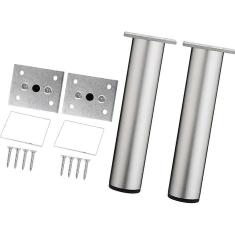 Lot de deux pieds de meubles réglables en hauteur, pieds de canapé, pièces de rechange pour pieds de canapé, adaptés aux meubles TV, tables basses, etc., plusieurs couleurs disponibles, 15 cm, argent (1/5)