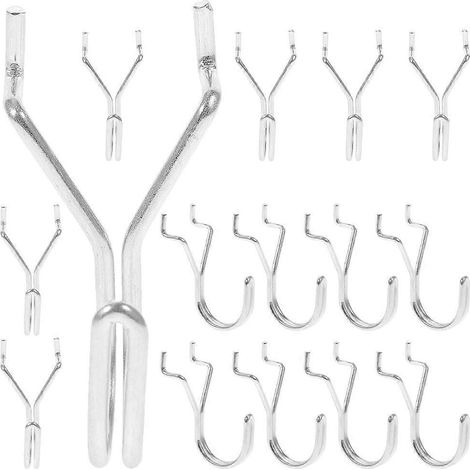 Lot de 15 crochets métalliques pour panneau perforé, pour la maison, le garage ou l'atelier.-6X4CM-Silver (1/3)