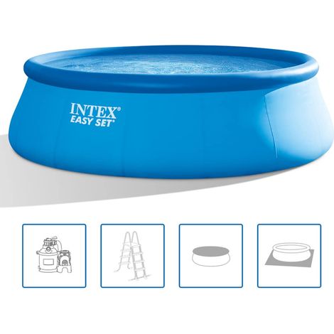 Intex – Piscine hors sol ronde 457 x 122 cm – Matériau SUPER-TOUGH® – Capacité 14 141 litres – Gonflage rapide – Valve de vidange sécurisée (1/5)