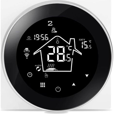 Intelligenter WLAN-Thermostat für elektrische Fußbodenheizung, programmierbar (16 A), intelligenter Raumthermostat für Fußbodenheizung, kompatibel mit der Smart Life App, Schwarz (1/4)