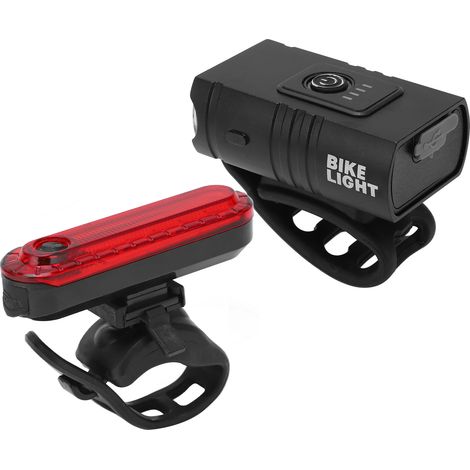 Ensemble d'éclairage vélo rechargeable par USB, phare avant et feu arrière ultra-lumineux, boîtier en aluminium. (1/5)